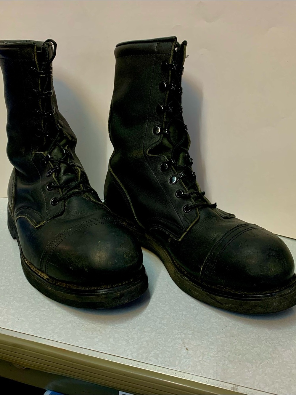 Vintage Addison Shoe Co Military Steel Toe Combat Boots Black Leather Men’s 9 R